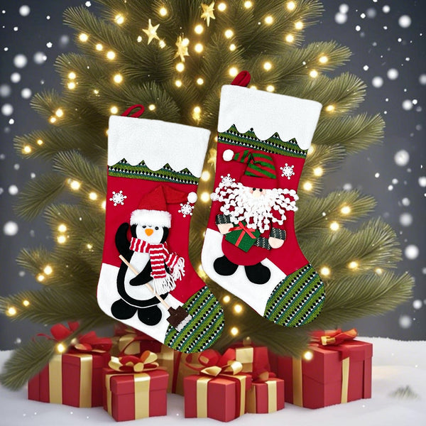 🎄 Chuangda Cross-Border 2025 New Christmas Socks 3D Gingerbread Man Gift Bag Fireplace Pendant Christmas Decorations