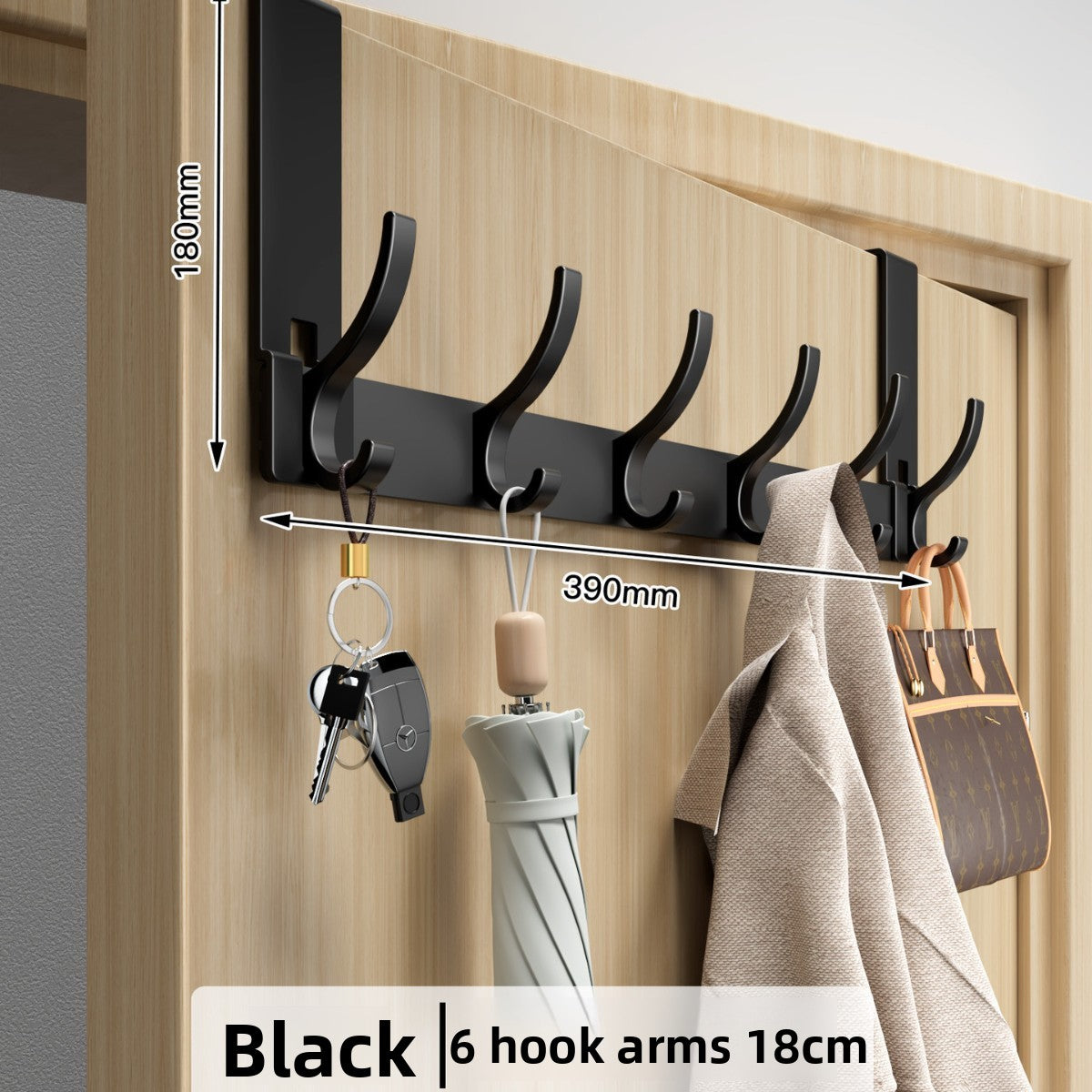 Space Aluminum Over Door Hooks, 5-8 Hooks No Screws Needed