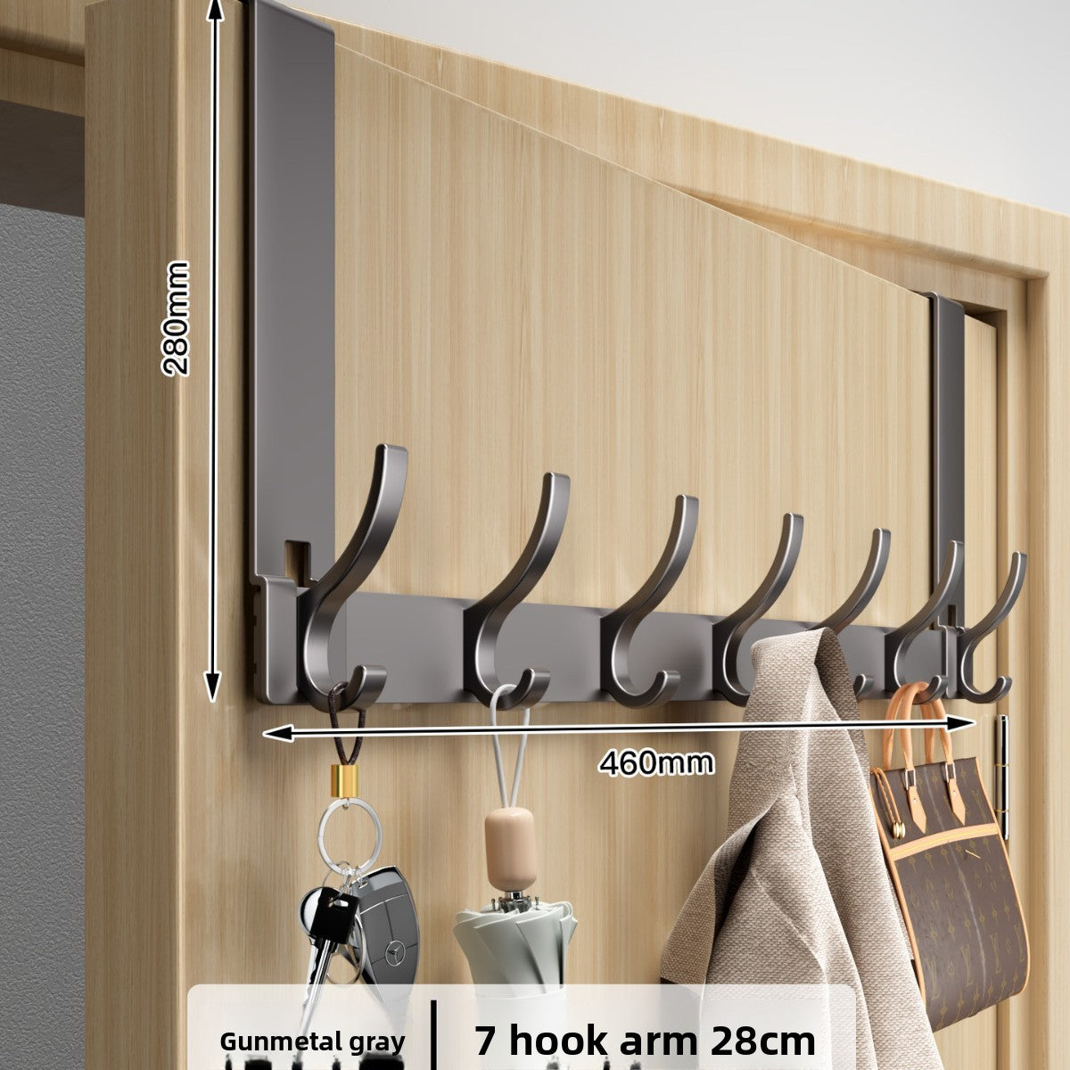 Space Aluminum Over Door Hooks, 5-8 Hooks No Screws Needed