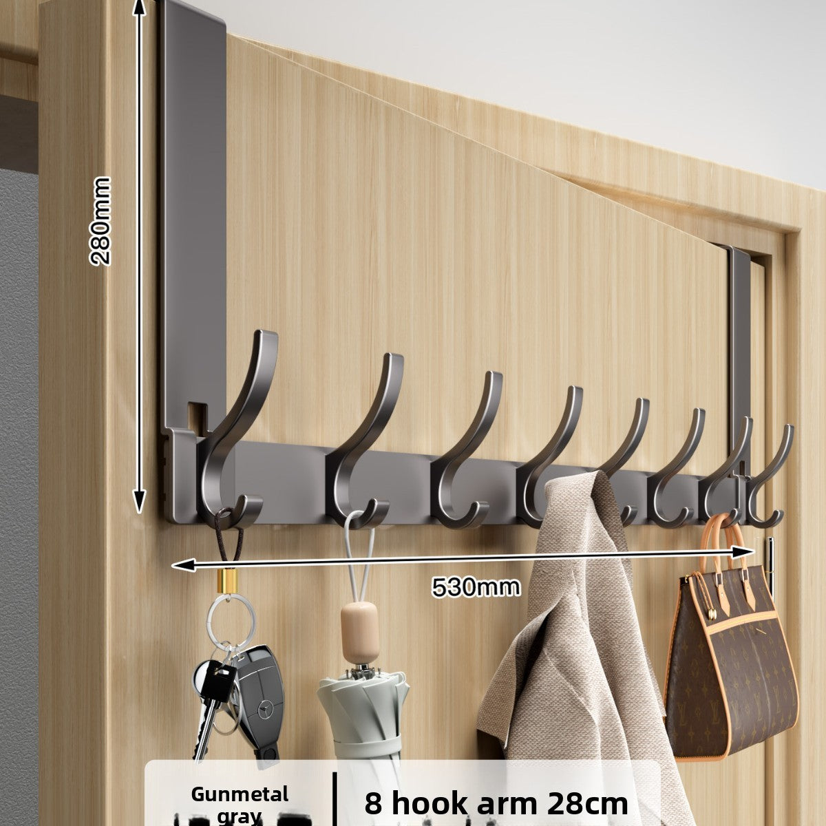 Space Aluminum Over Door Hooks, 5-8 Hooks No Screws Needed