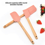 Round wooden handle silicone spatula baking tool