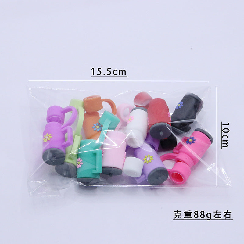 Colorful Silicone Straw Dust Covers for Large Diameter Straws