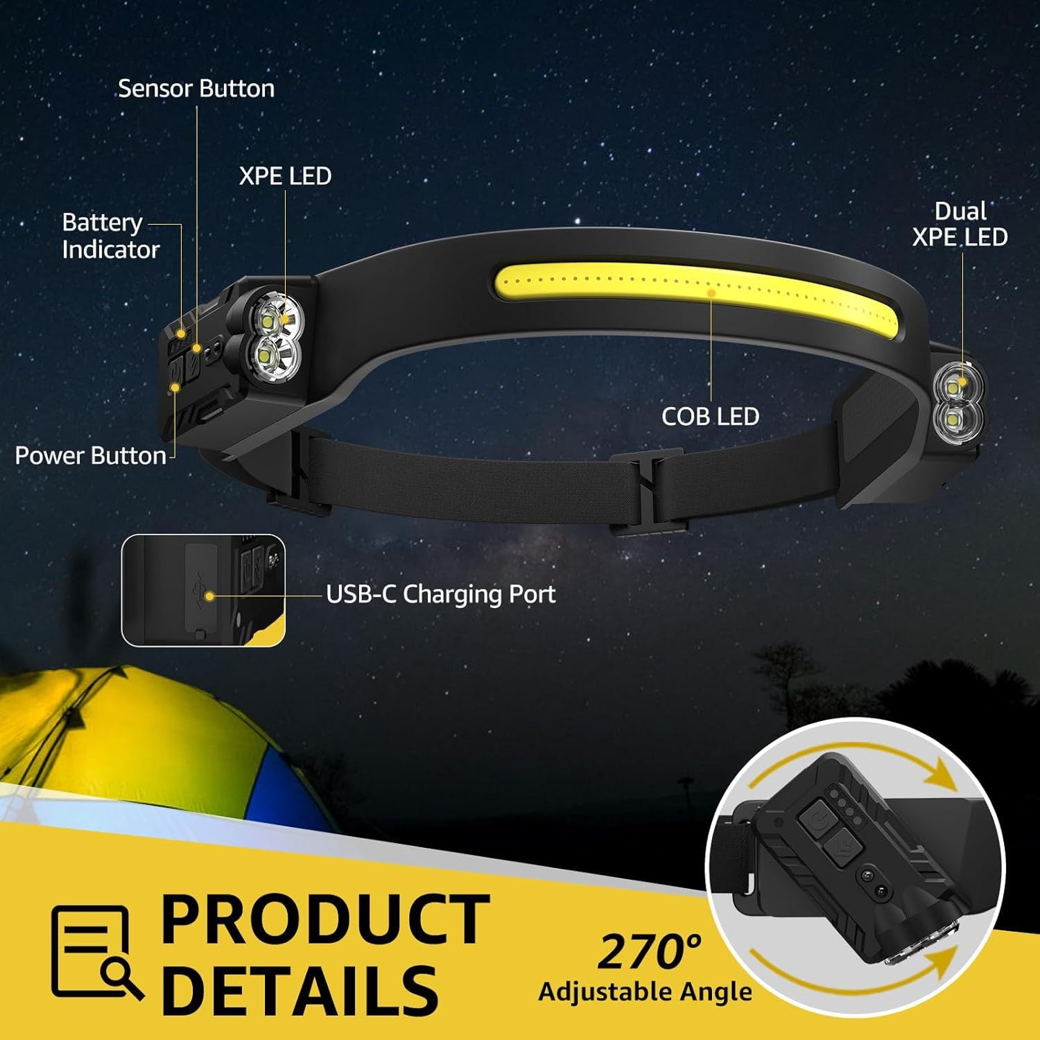 Adjustable Silicone COB Headlamp