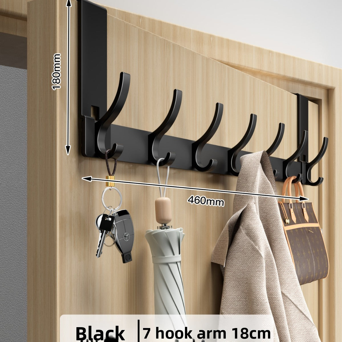 Space Aluminum Over Door Hooks, 5-8 Hooks No Screws Needed