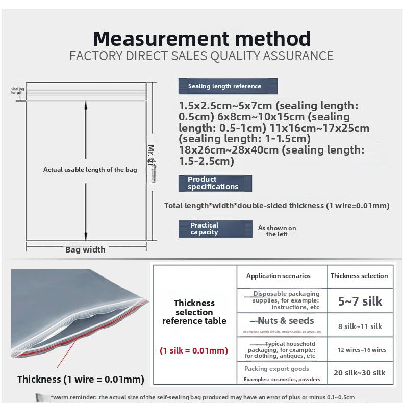 Transparent PE Self-Sealing Bags for Food and Small Items