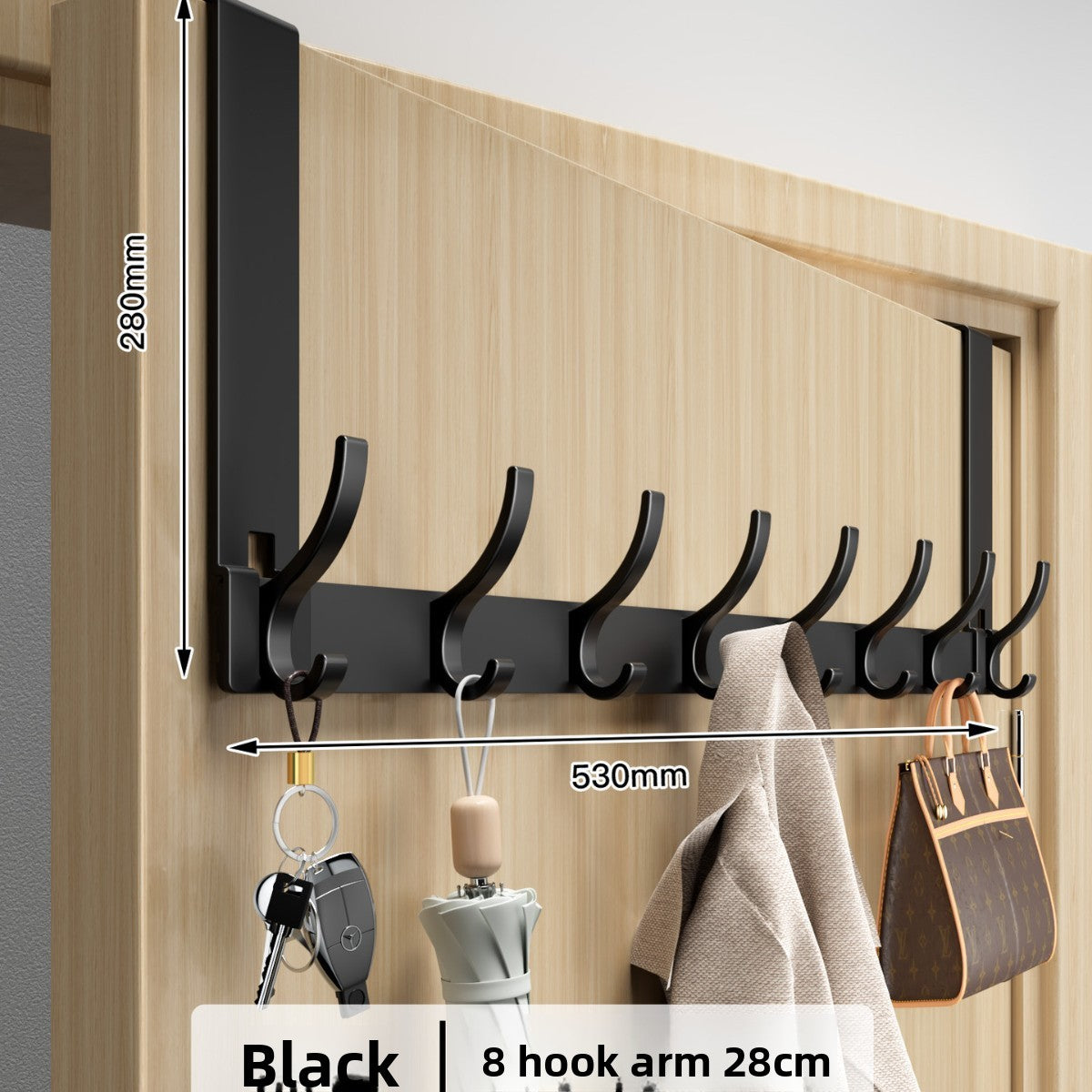 Space Aluminum Over Door Hooks, 5-8 Hooks No Screws Needed