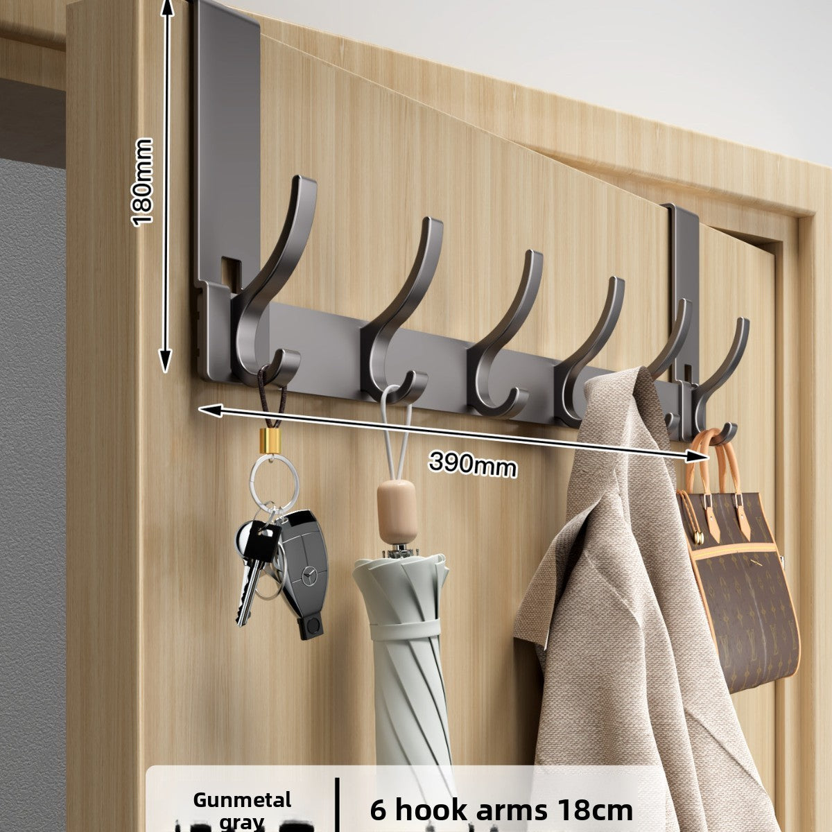 Space Aluminum Over Door Hooks, 5-8 Hooks No Screws Needed