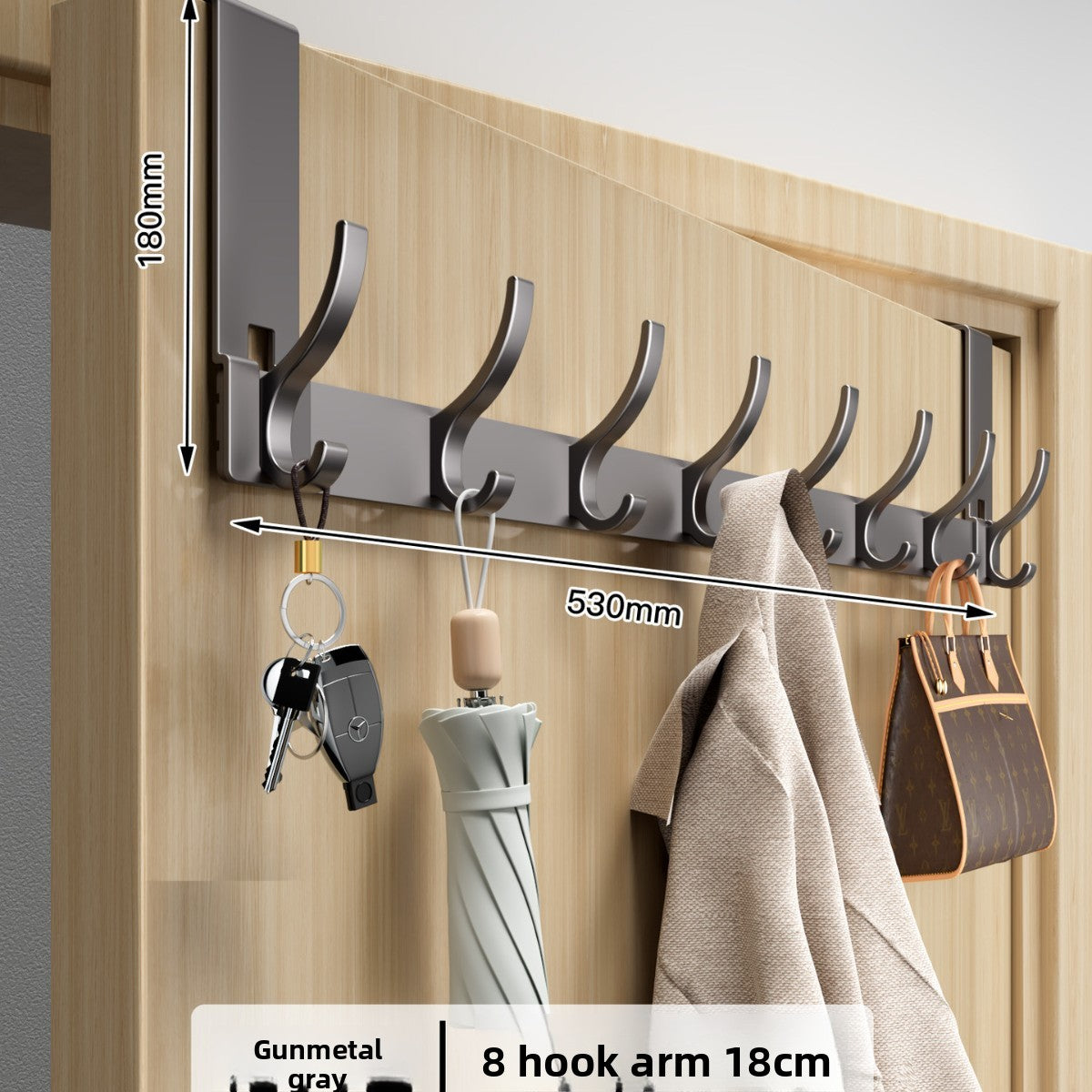 Space Aluminum Over Door Hooks, 5-8 Hooks No Screws Needed