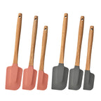 Round wooden handle silicone spatula baking tool