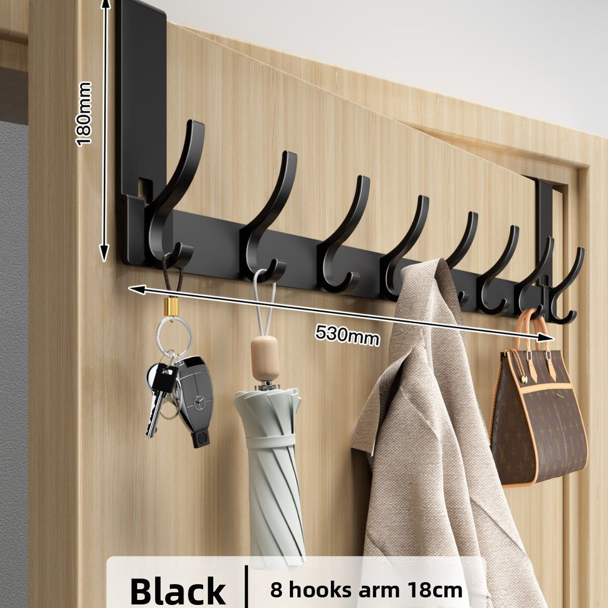 Space Aluminum Over Door Hooks, 5-8 Hooks No Screws Needed