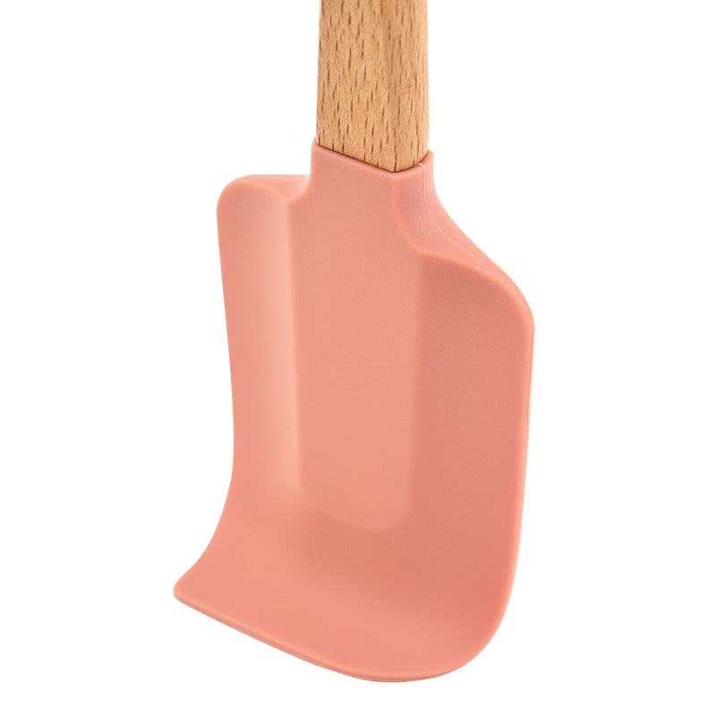 Round wooden handle silicone spatula baking tool