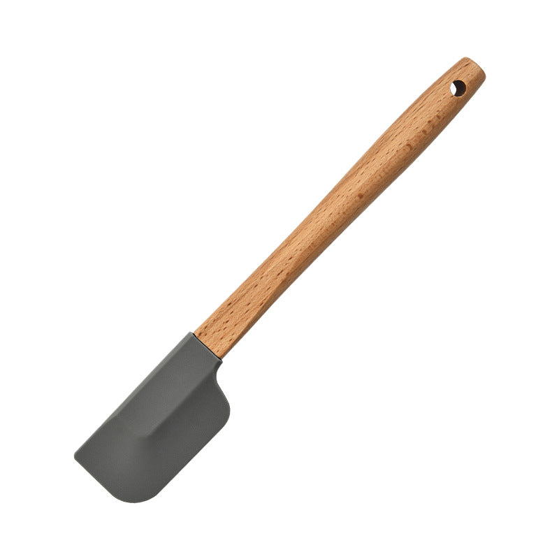 Round wooden handle silicone spatula baking tool