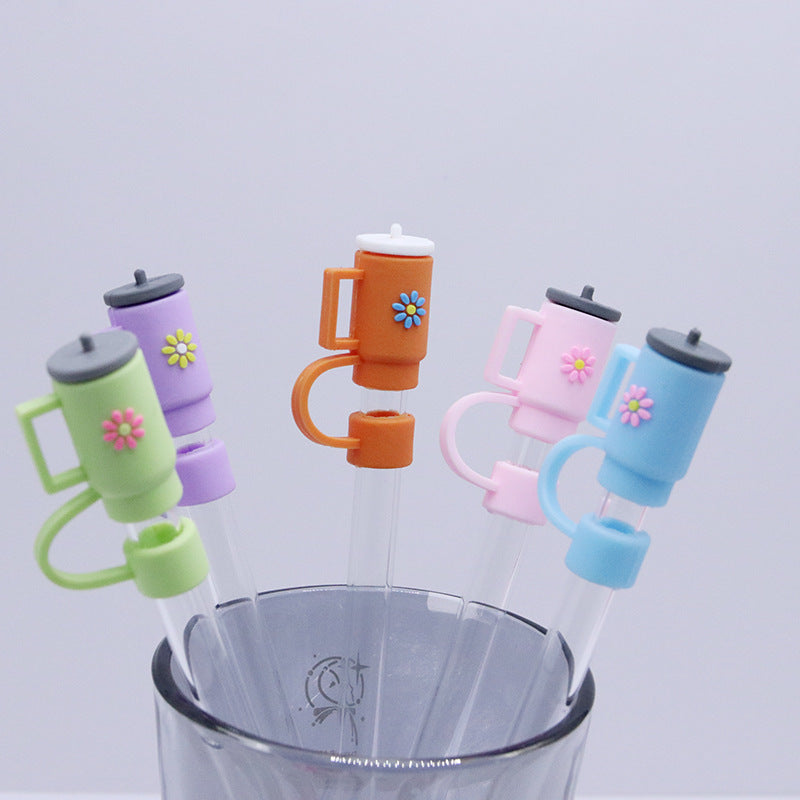 Colorful Silicone Straw Dust Covers for Large Diameter Straws