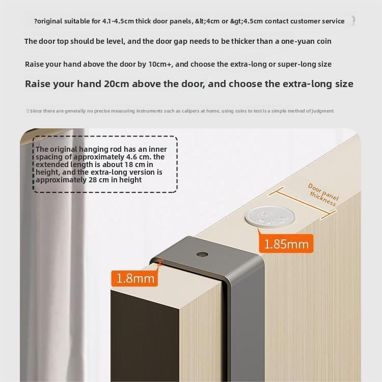 Space Aluminum Over Door Hooks, 5-8 Hooks No Screws Needed